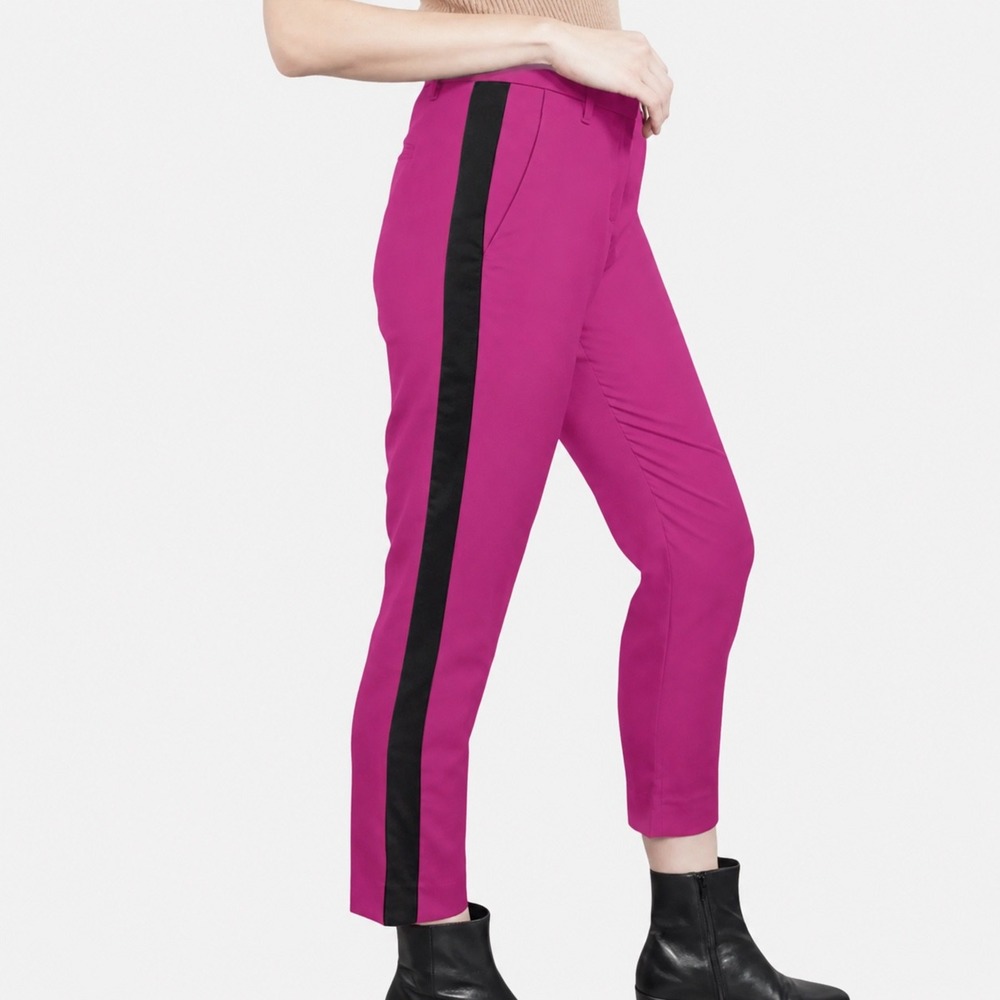 Wildfang The‎ Empower Colorblock Slim Crop Pant Pink Black Stripe High Rise 14